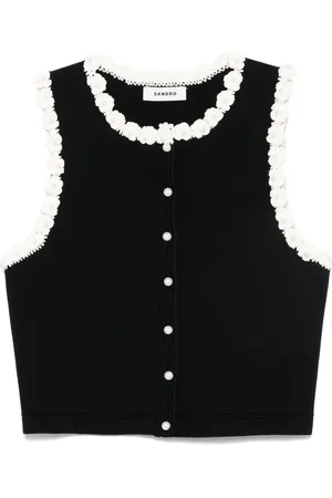 Sandro Floral-appliqué tank top