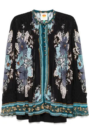 Farm Rio Blossom tapestry smocked blouse