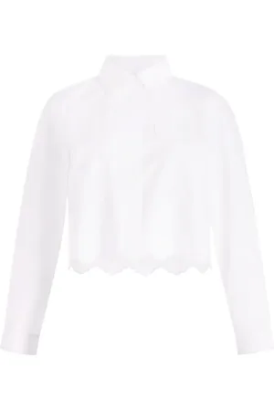 Patou Cropped scalloped poplin shirt