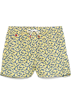 Kiton Leaf-print swim shorts