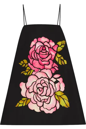 Oscar de la Renta Rose-print trapeze mini dress