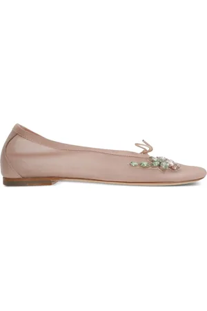 Simone Rocha Rhinestone-appliqué mesh ballet flats