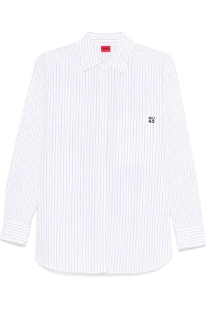 HUGO BOSS Butterfly-print striped shirt