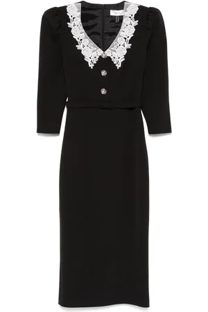 NISSA Lace-collar midi dress