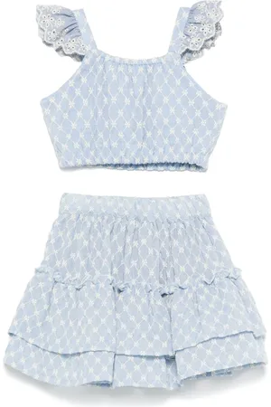 Lapin House Floral-embroidered skirt set