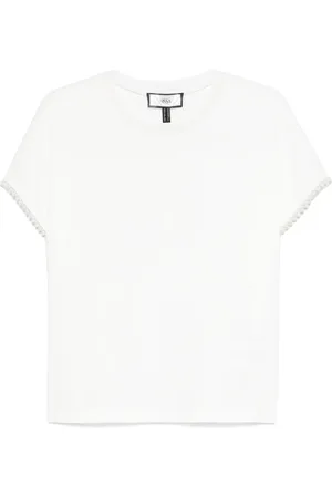 NISSA Faux-pearl detailed T-shirt