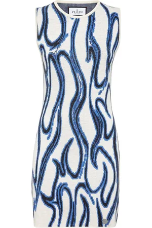 Philipp Plein Patterned-jacquard flame-motif mini dress