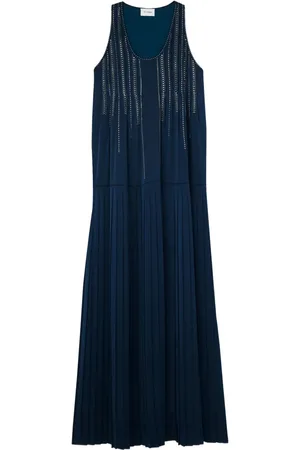 ST. JOHN Embellished satin gown