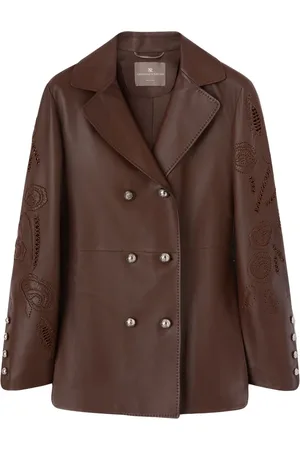 ERMANNO SCERVINO Floral-embroidered leather jacket
