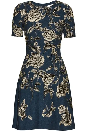 Oscar de la Renta Rose-print jacquard mini dress