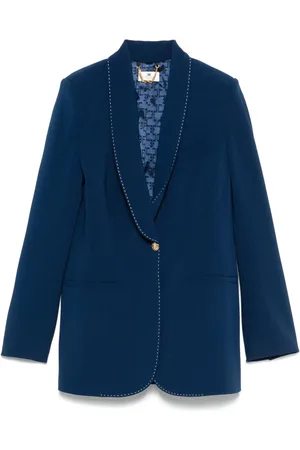 Elisabetta Franchi Contrasting-topstitching crepe blazer
