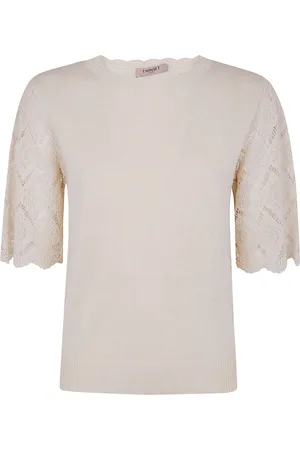 Twin-Set Lace-sleeved blouse