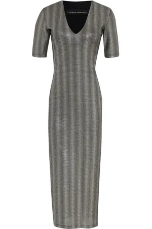 Gloria Coelho Mesh shoulder-pads midi dress