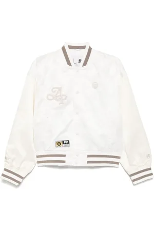 A Bathing Ape Moonface logo varsity jacket