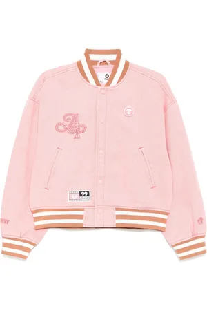 A Bathing Ape Moonface logo varsity jacket