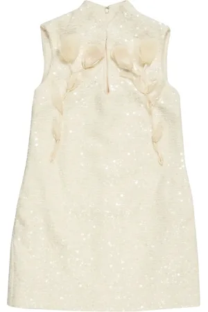 Self-Portrait Bouclé flower-motif mini dress