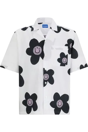 HUGO BOSS Floral-print cotton shirt