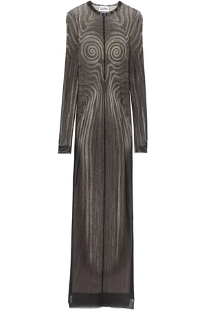 Jean Paul Gaultier Spiral-print mesh maxi dress