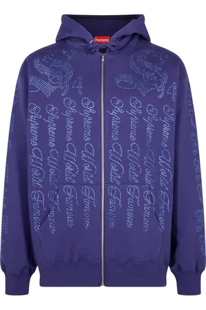 Supreme "SS 22 Washed Navy" zip-up hoodie