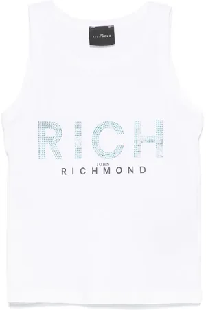 John Richmond Rhinestone-logo tank top