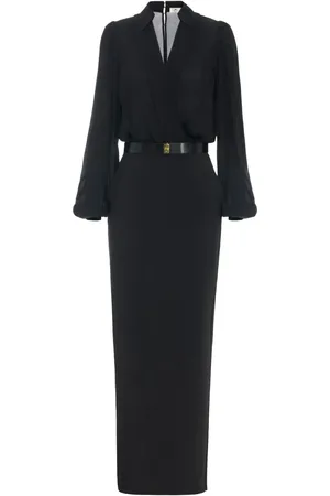 Elisabetta Franchi Belted crepe maxi dress
