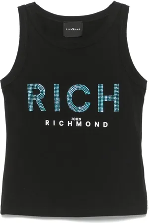 John Richmond Rhinestone-logo tank top