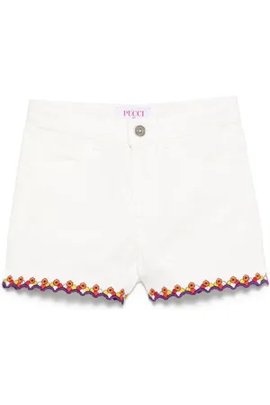 PUCCI Junior Floral-embroidered shorts