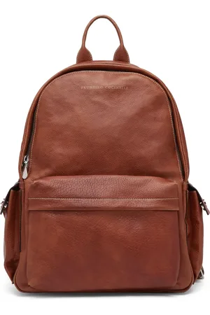Brunello Cucinelli Logo-stamp leather backpack