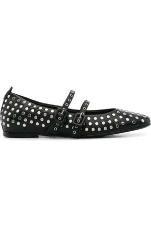 HALMANERA Stud-embellished leather ballerina shoes