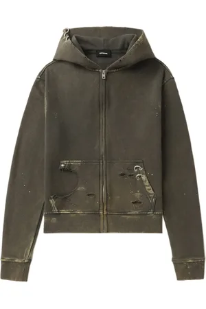 We11 Done Ripped-detailing hoodie