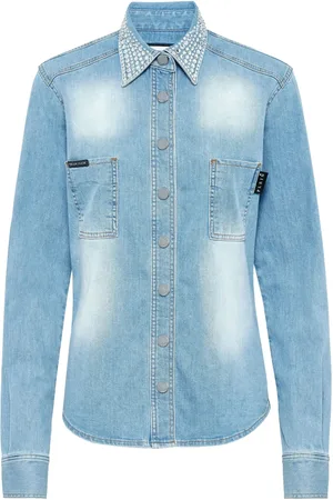 Philipp Plein Crystal-embellished denim shirt