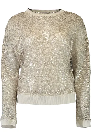 Brunello Cucinelli Metallic-finish open-knit sweater