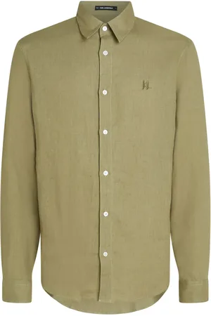 Karl Lagerfeld Logo-embroidered linen shirt