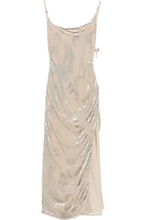 MUGLER Floral-velvet asymmetric gown