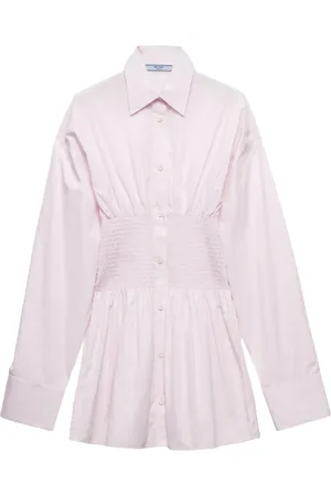 Prada Smocked-waist poplin shirt