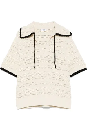 AKRIS Crochet-knit polo top