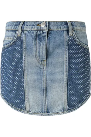 Pinko Rhinestone-embellished denim skirt