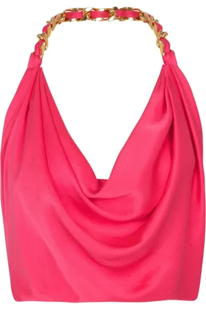 Balmain Chain-strap silk-crepe top