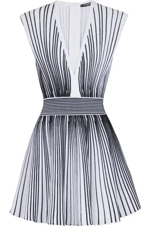 Balmain Two-tone flared knitted dress