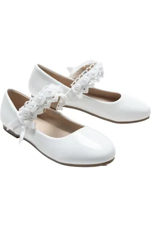 Tulleen Rose-appliqué patent-leather ballerina shoes