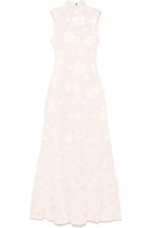 ROTATE Floral-mesh maxi dress
