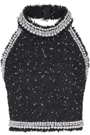 Balmain Halterneck tweed cropped top