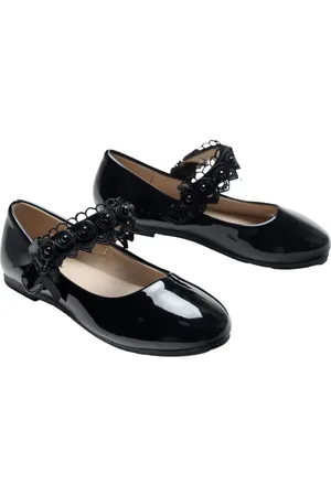 Tulleen Rose-appliqué patent-leather ballerina shoes