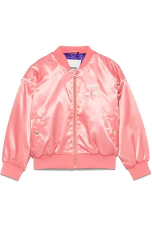 Mini Rodini Note-embroidered satin bomber jacket