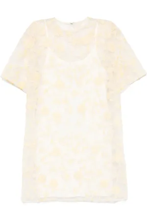 ROTATE Floral-embroidered beaded mini dress