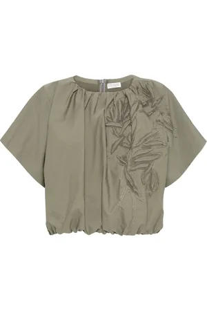 Brunello Cucinelli Flora-appliqué blouse
