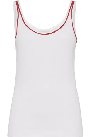 Brunello Cucinelli Piped-trim jersey tank top