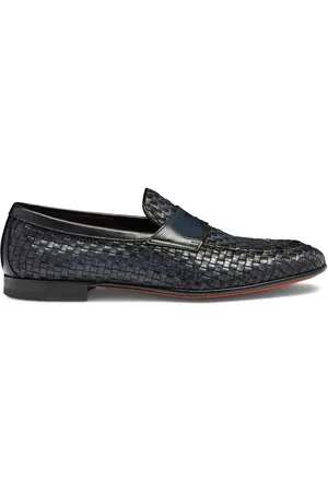 santoni Woven leather loafers