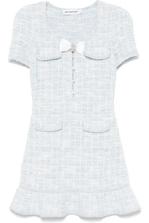 Self-Portrait Check-knit mini dress