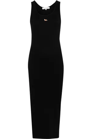Maison Kitsuné Fox-motif ribbed midi dress